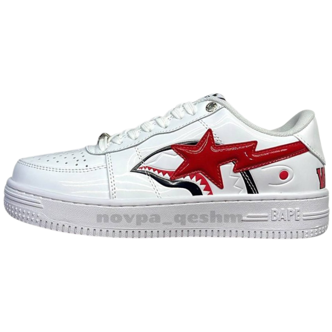 کفش کتونی ونس بیپ استا شارک BAPE STA SHARK سفید قرمز