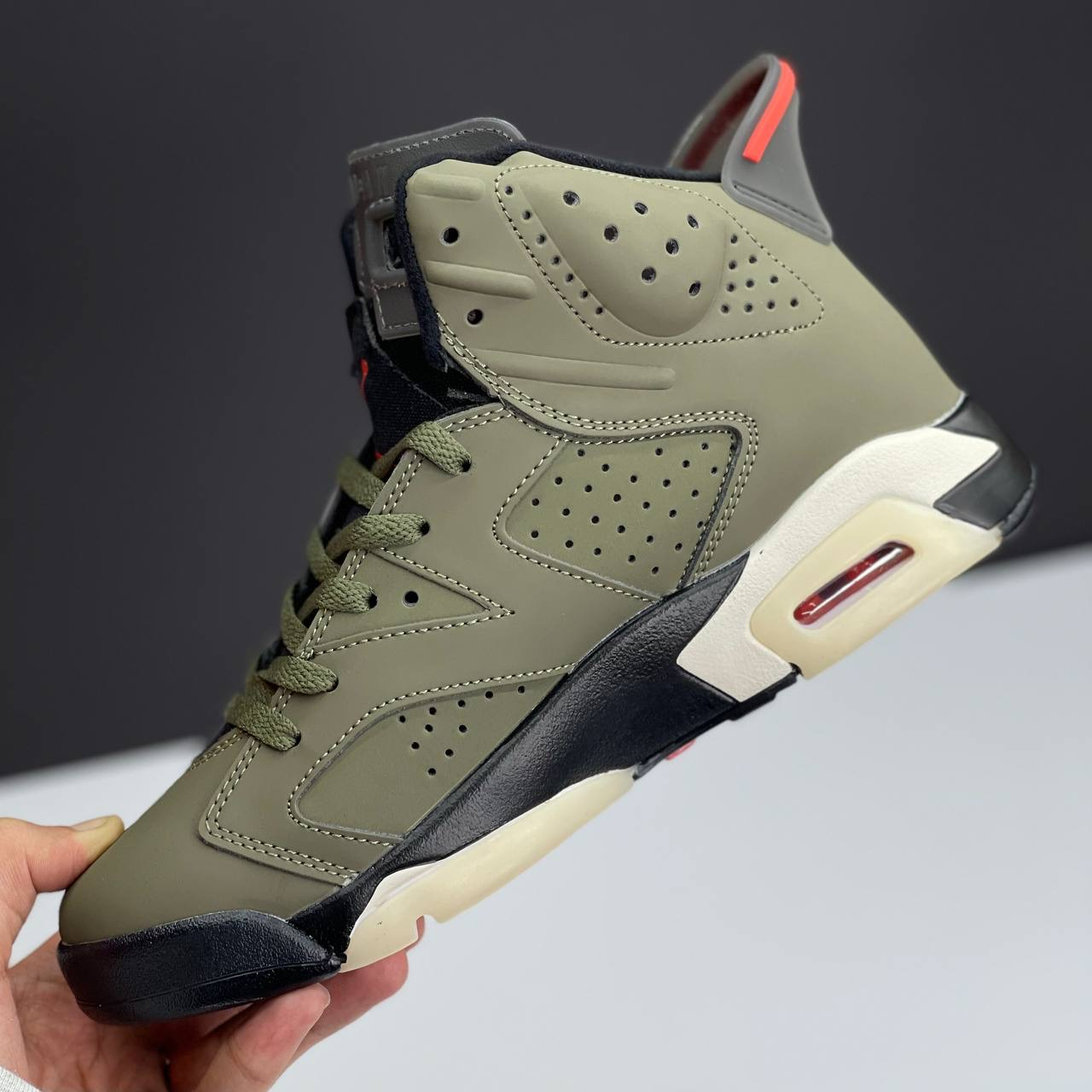 کفش کتونی نایک ایر جردن ۶ تراویس اسکات الیو - Nike Air Jordan 6 Travis Scott Olive سبز