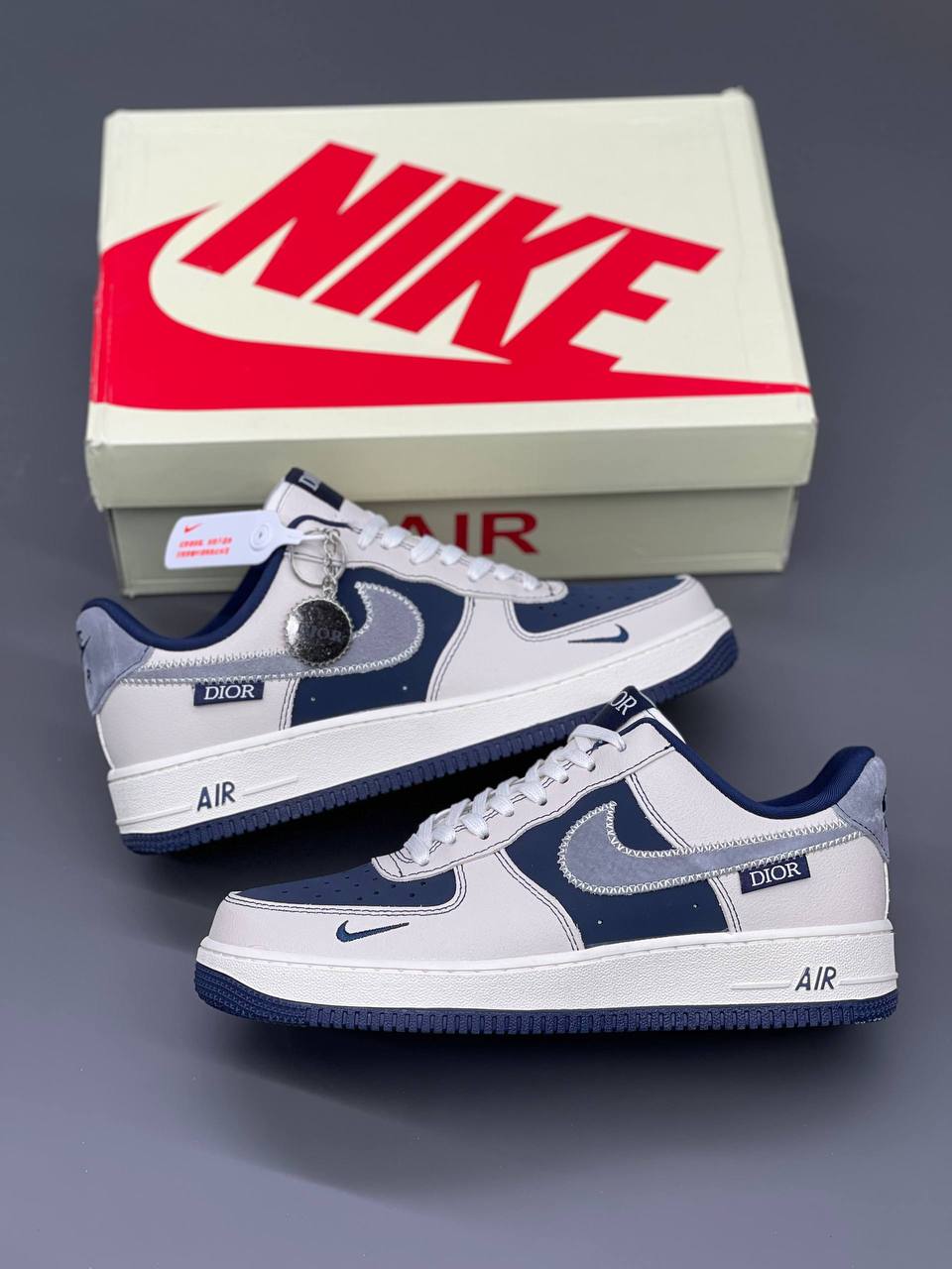 کفش کتونی نایک ایرفورس 1 دیور کاستوم Nike Air Force 1 X DIOR سرمه ای
