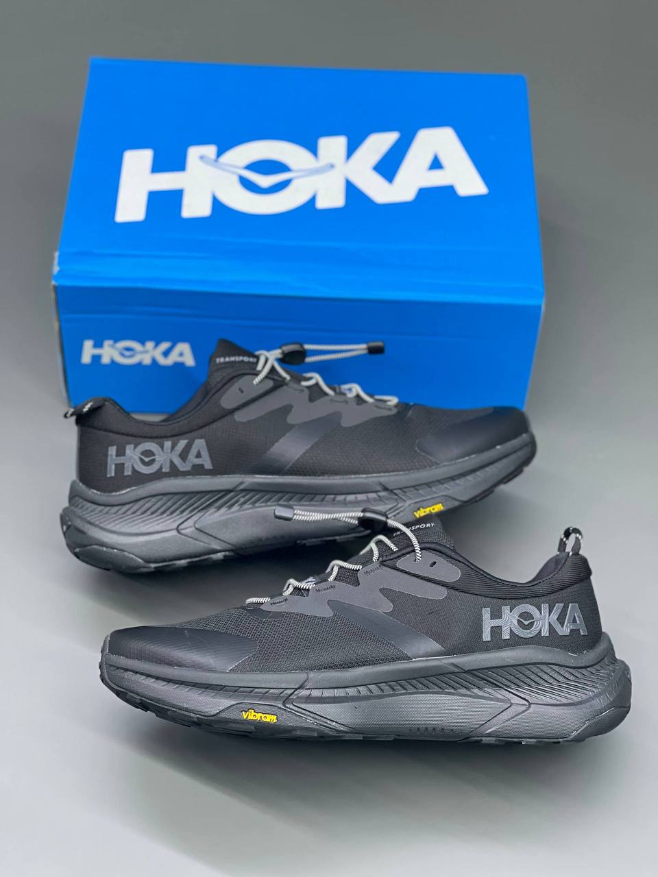 کفش کتونی هوکا ترنسپورت زیره ویبرام با رویه گورتکس ضدآب | HOKA Transport GORE-TEX تمام مشکی