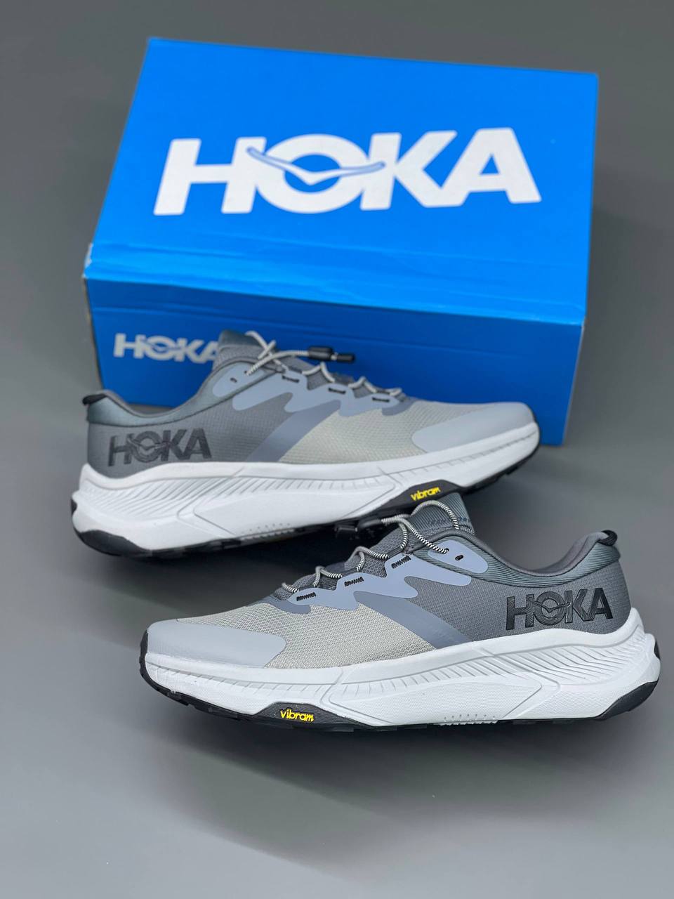 کفش کتونی هوکا ترنسپورت زیره ویبرام با رویه گورتکس ضدآب | HOKA Transport GORE-TEX طوسی