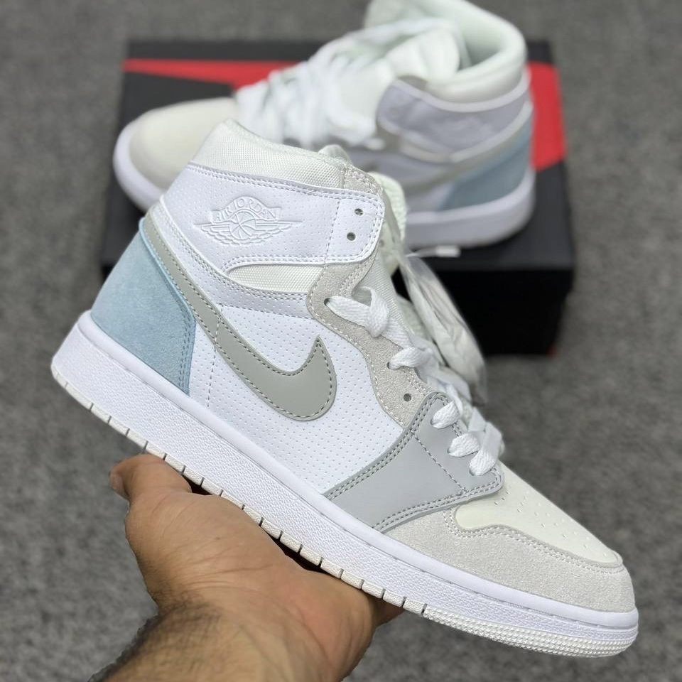 کفش کتونی نایک ایر جردن 1 پاریس ساقدار NIKE AIR JORDAN 1 PARIS MID GREY طوسی