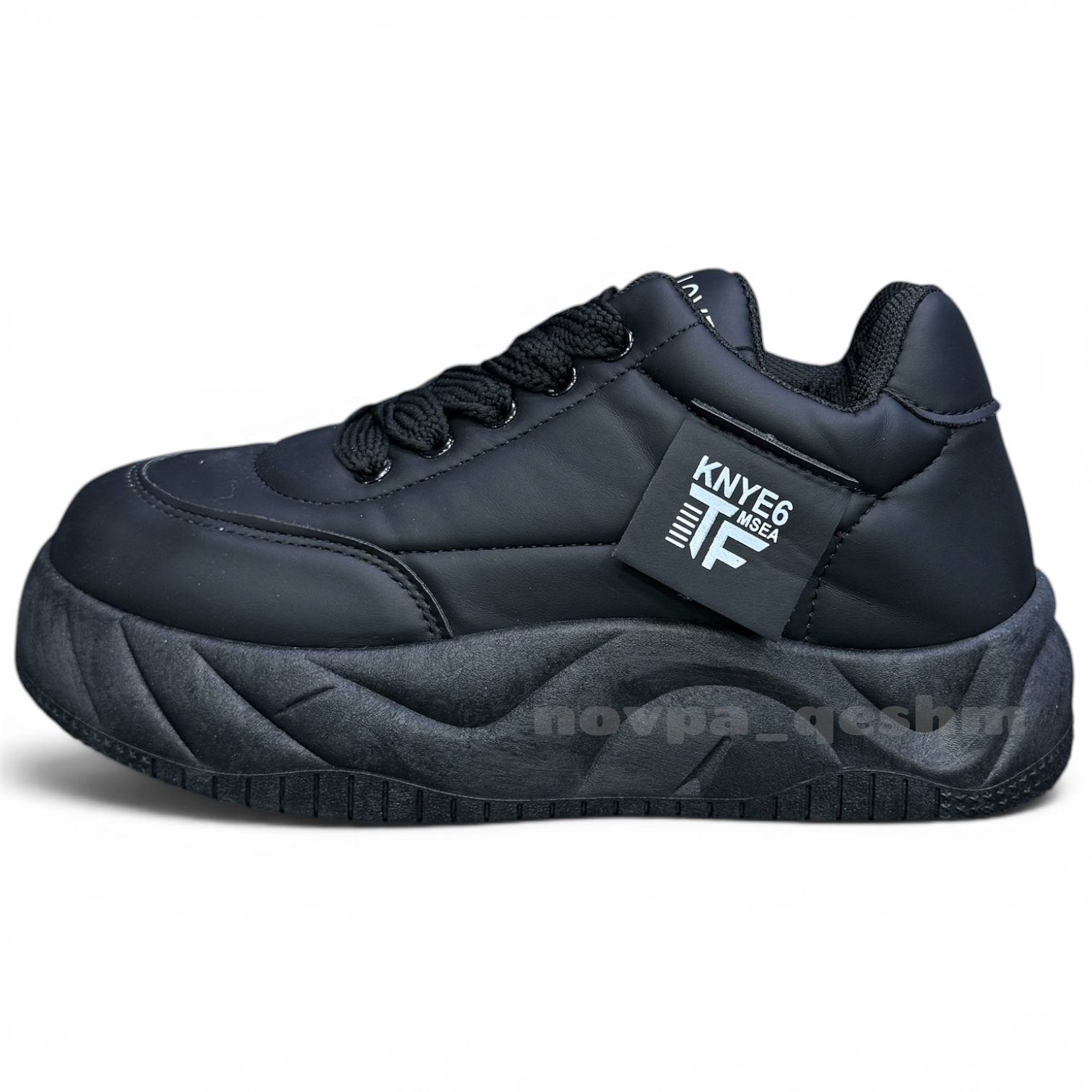 کفش کتونی راحتی لژدار زنانه Women's Genuine Platform تمام مشکی