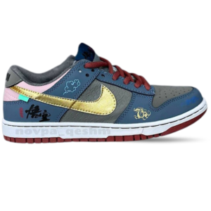 کفش کتونی نایک اس بی دانک لو بلک میت ووکنگ شائولین Nike sb dunk low black myth Wukong shaolin آبی