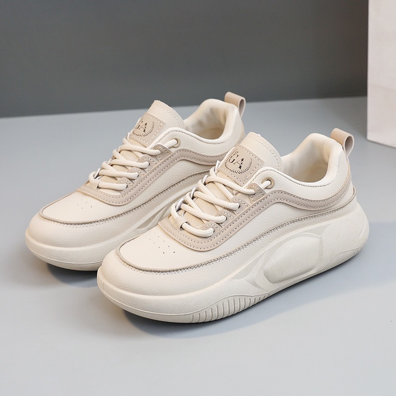 کتونی اسپرت لژدار طبی زنانه womens platform sneakers beige red 2233 کرم