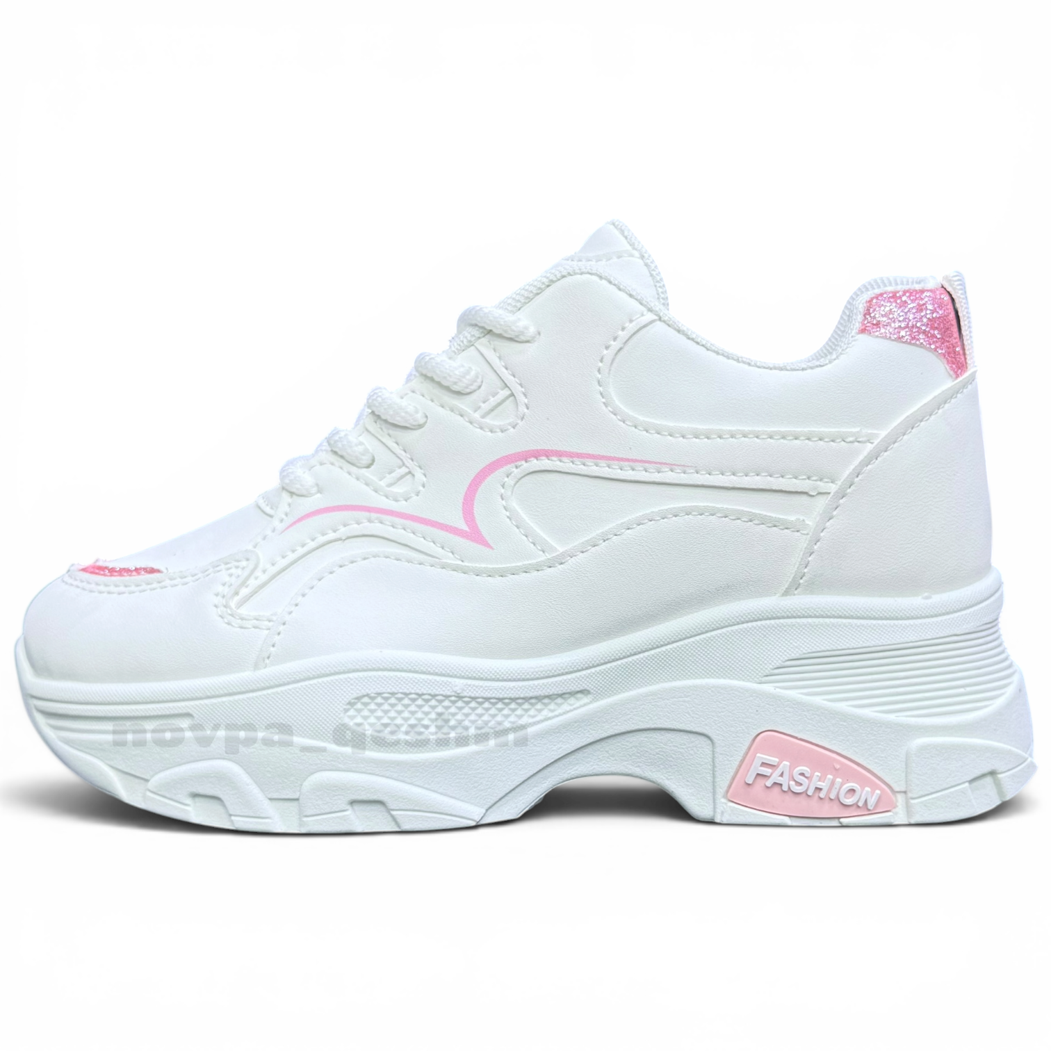 کتونی اسپرت لژدار طبی زنانه مدل چانکی | کفش فانتزی راحتی Women Chunky sneakers سفید