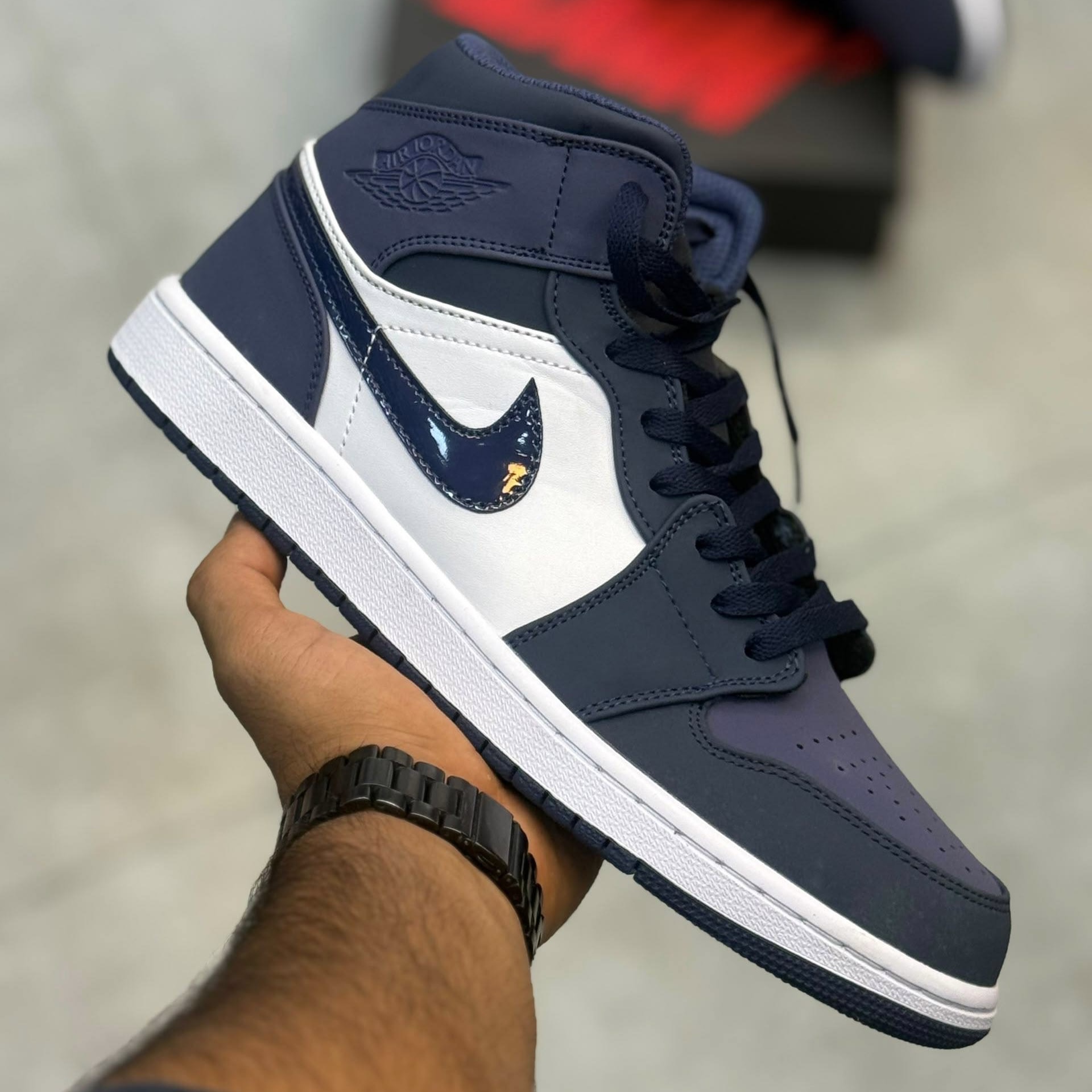 کفش کتونی زنانه و مردانه ساقدار نایک ایر جردن 1 بنفش ابسیدان Nike air jordan 1 Obsidian Sanded Purple بنفش