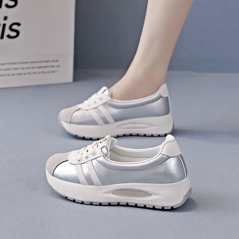 کفش کتونی فانتزی زنانه لژدار عروسکی Women's Platform sneakers نقره ای