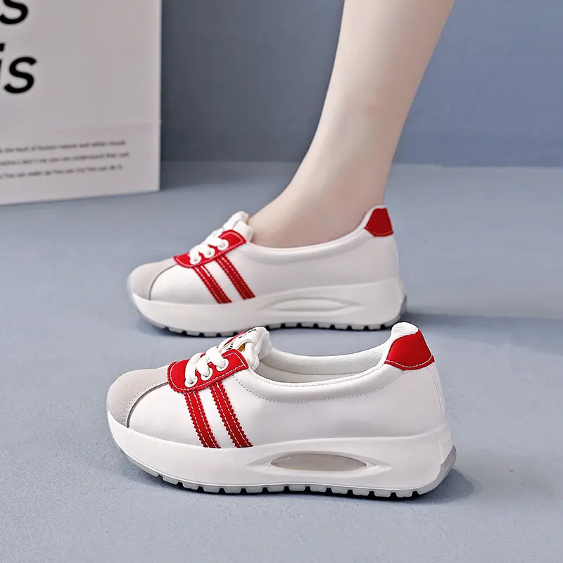 کفش کتونی فانتزی زنانه لژدار عروسکی Women's Platform sneakers سفید قرمز