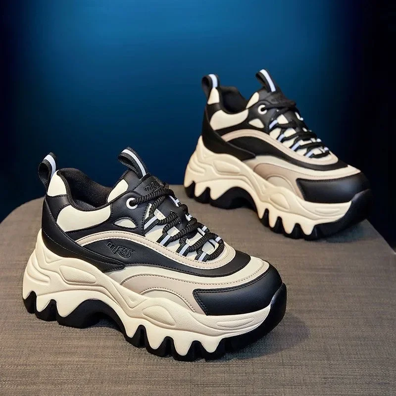 کفش کتونی فانتزی زنانه لژدار مدل پاندا Women's Platform sneakers مشکی