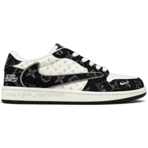 کفش کتونی مردانه نایک ایر جردن 1 تراویس اسکات لویی ویتون NIKE AIR JORDAN 1 TRAVIS SCOTT X LOUIS VUITTON مشکی