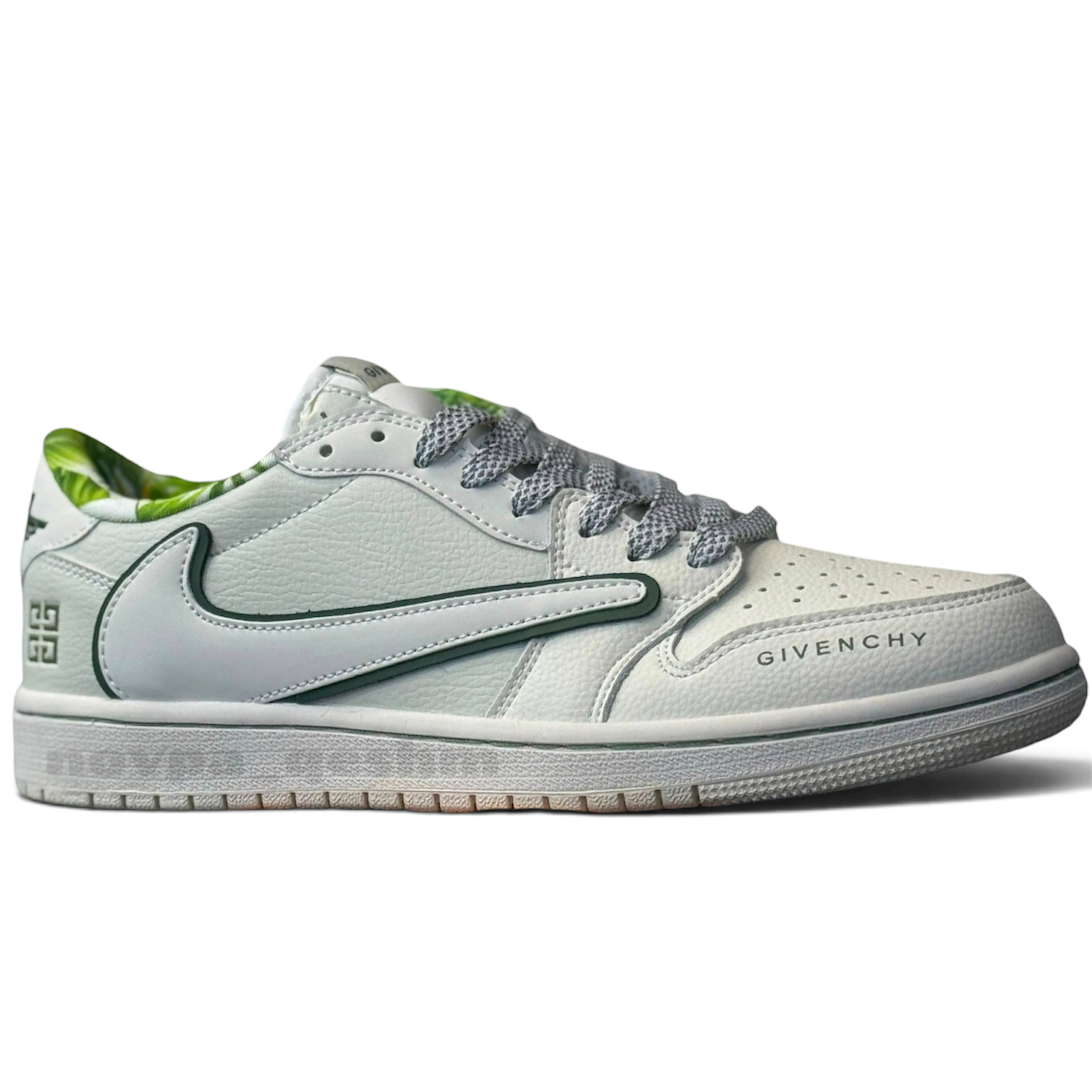 کفش کتونی مردانه نایک ایر جردن 1 لو تراویس اسکات ژیوانشی Nike Air Jordan1 Low Travis Scott Givanchy سفید سبز