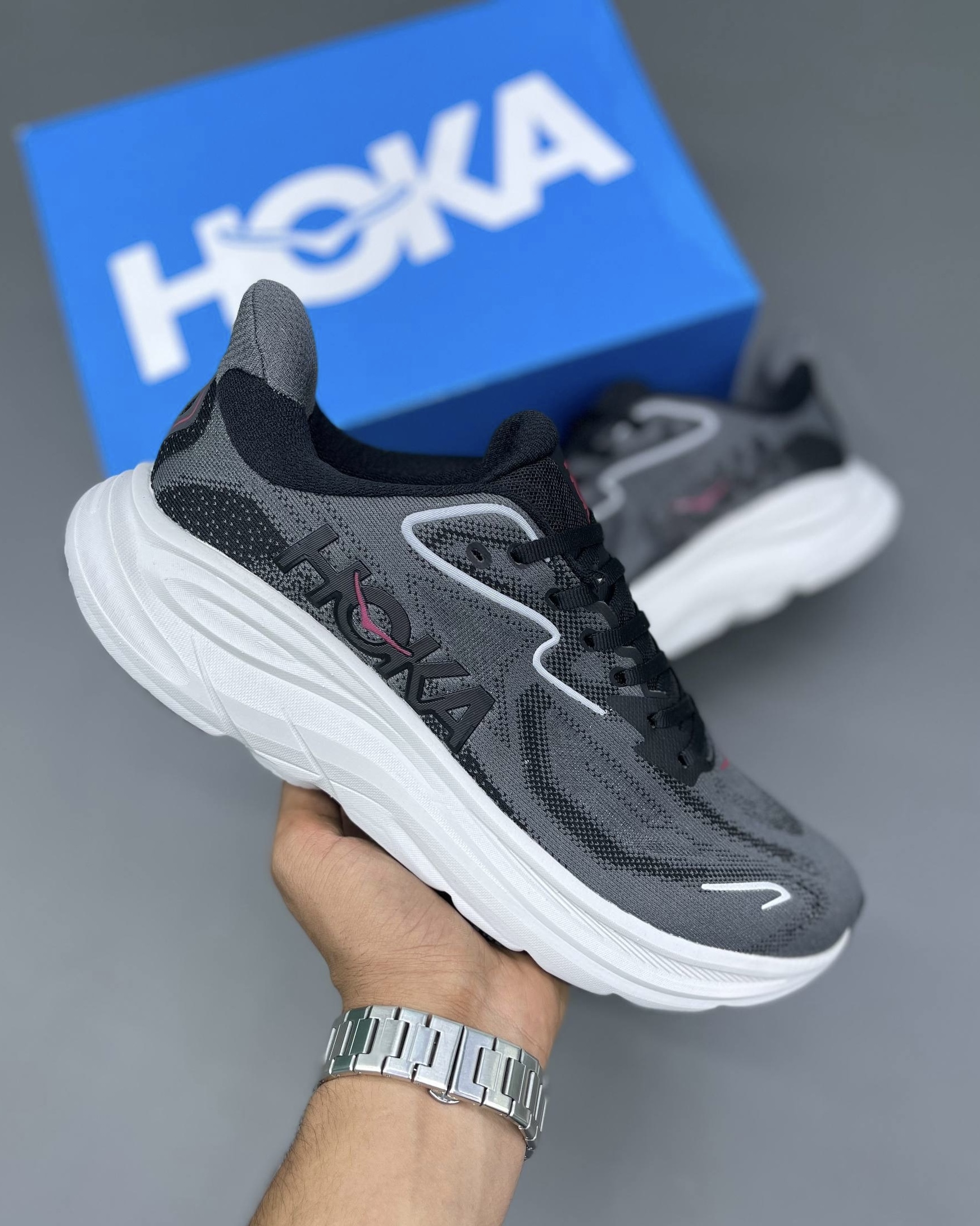 کفش کتونی مردانه هوکا کلیفتون 10 Hoka Clifton 10 Running Shoes طوسی مشکی