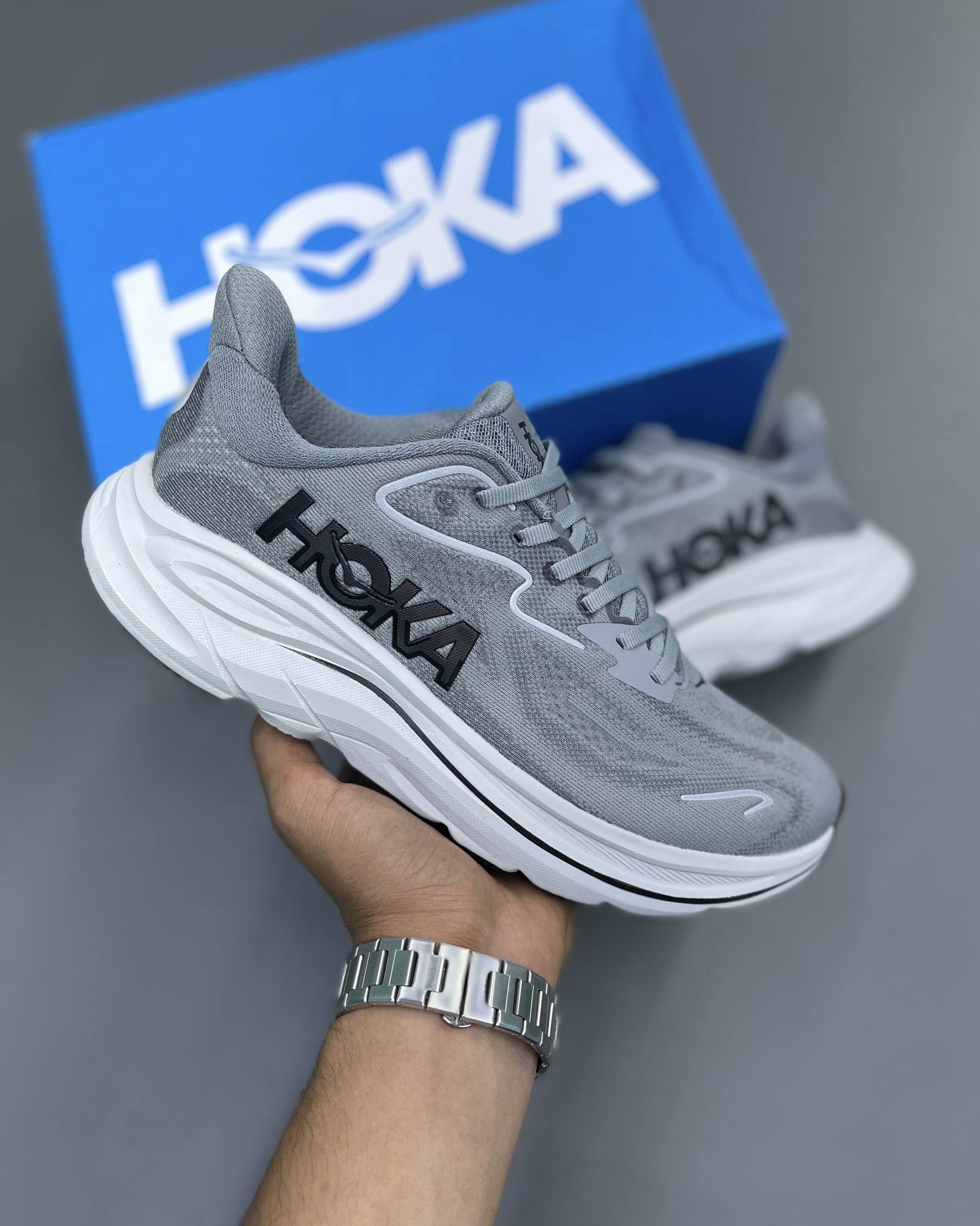 کفش کتونی مردانه هوکا کلیفتون 10 Hoka Clifton 10 Running Shoes طوسی