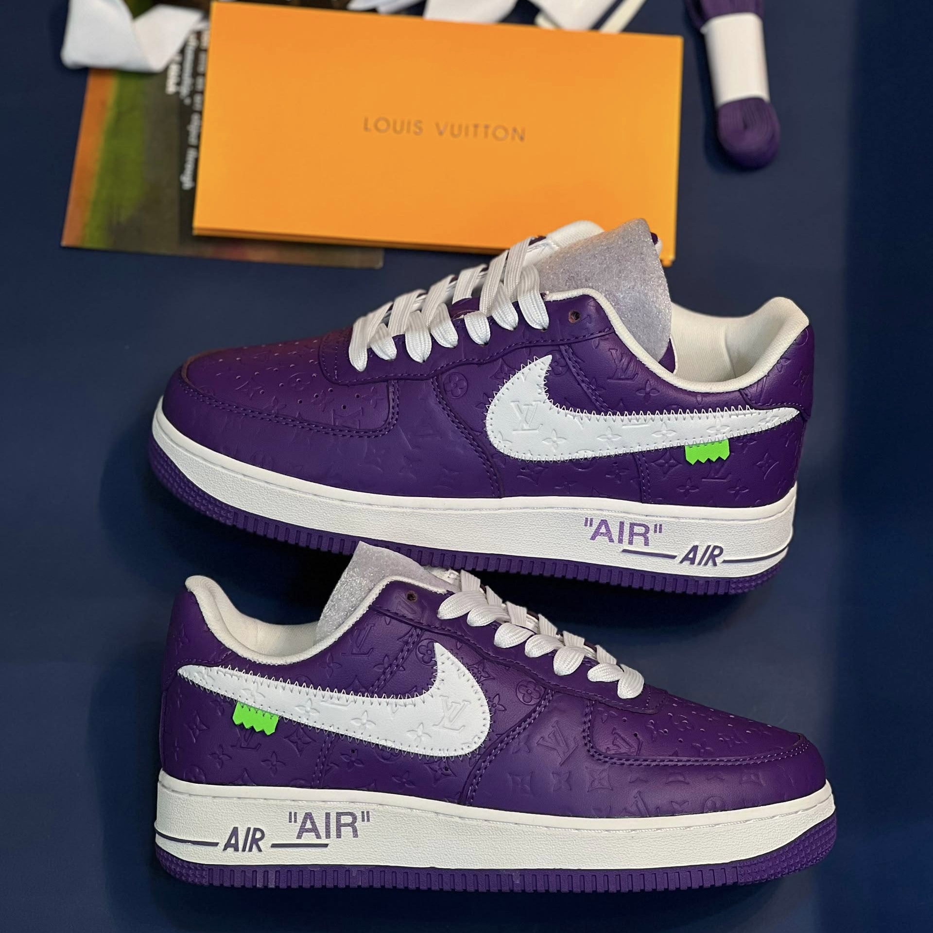 کفش کتونی نایک ایرفورس 1 لویی ویتون (کیفیت فول مستر) Nike Air Force 1 X LOUIS VUITTON بنفش