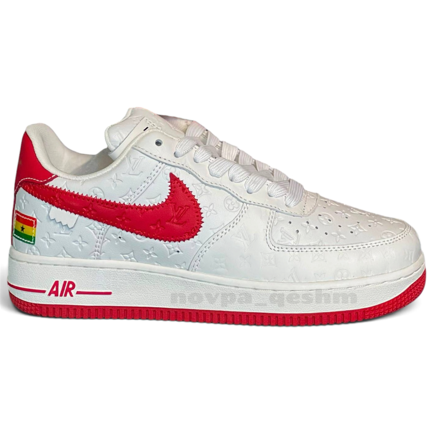 کفش کتونی نایک ایرفورس 1 لویی ویتون (کیفیت فول مستر) Nike Air Force 1 X LOUIS VUITTONسفید قرمز