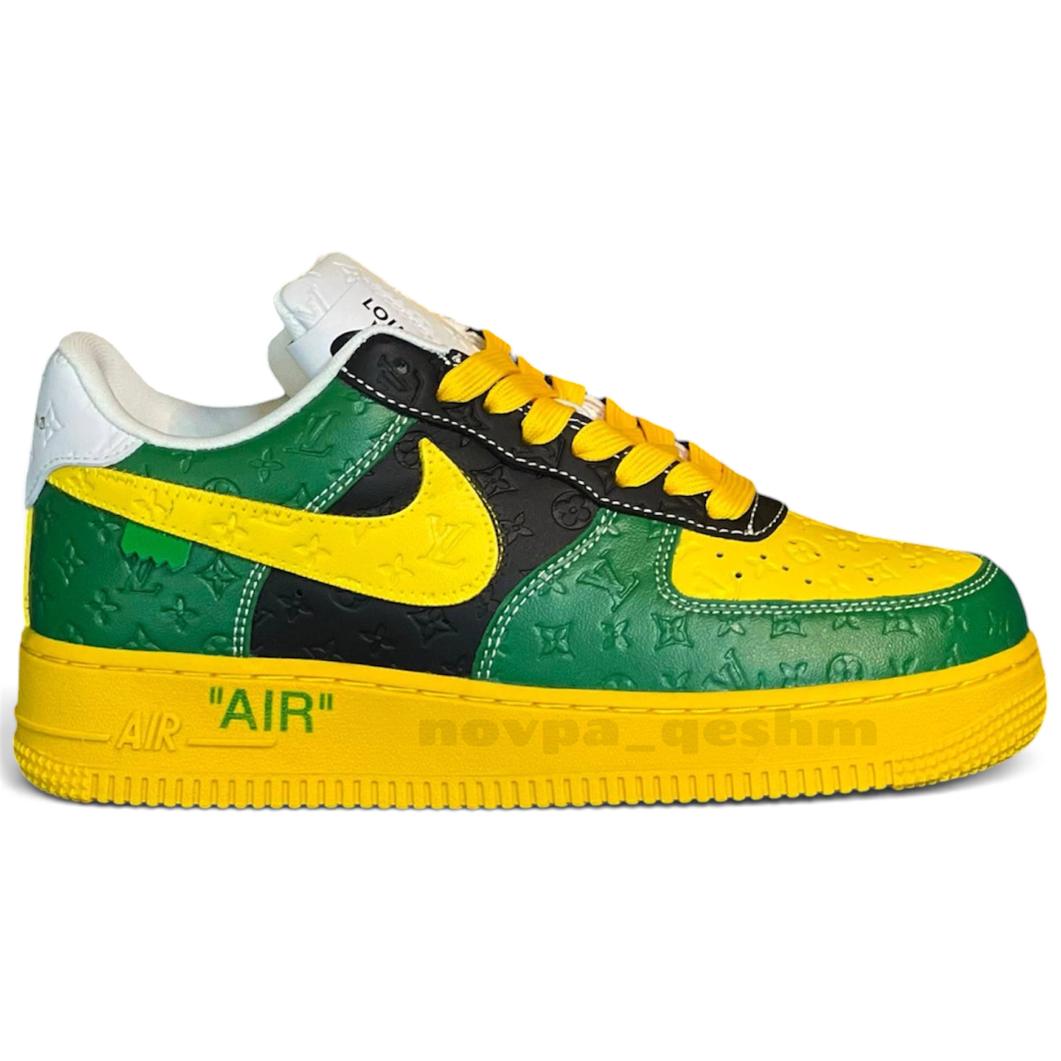 کفش کتونی نایک ایرفورس 1 لویی ویتون (کیفیت فول مستر) Nike Air Force 1 X LOUIS VUITTON زرد سبز