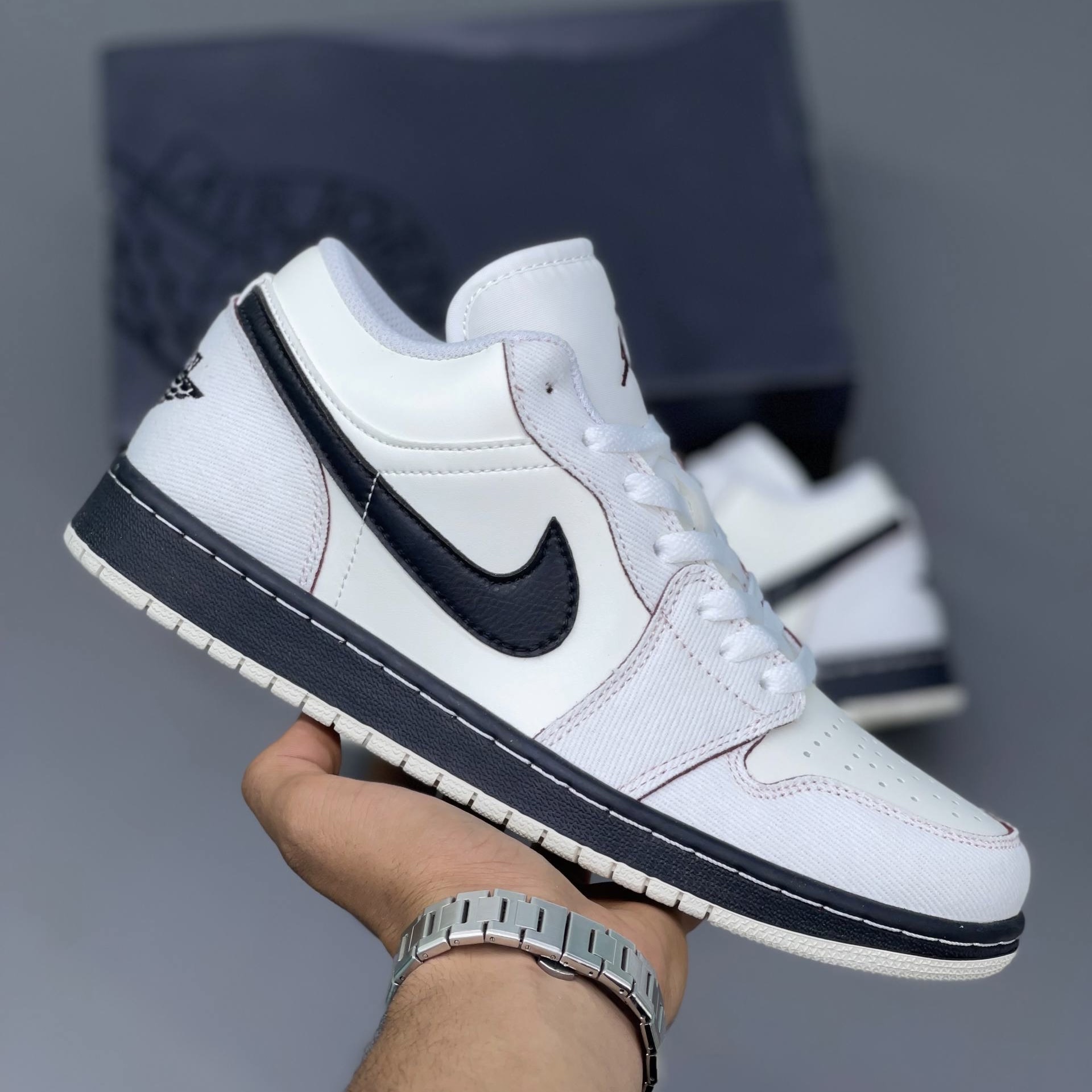 کفش کتونی مردانه نایک ایر جردن 1 لو Nike Air Jordan1 Low Men's Shoes سفید مشکی