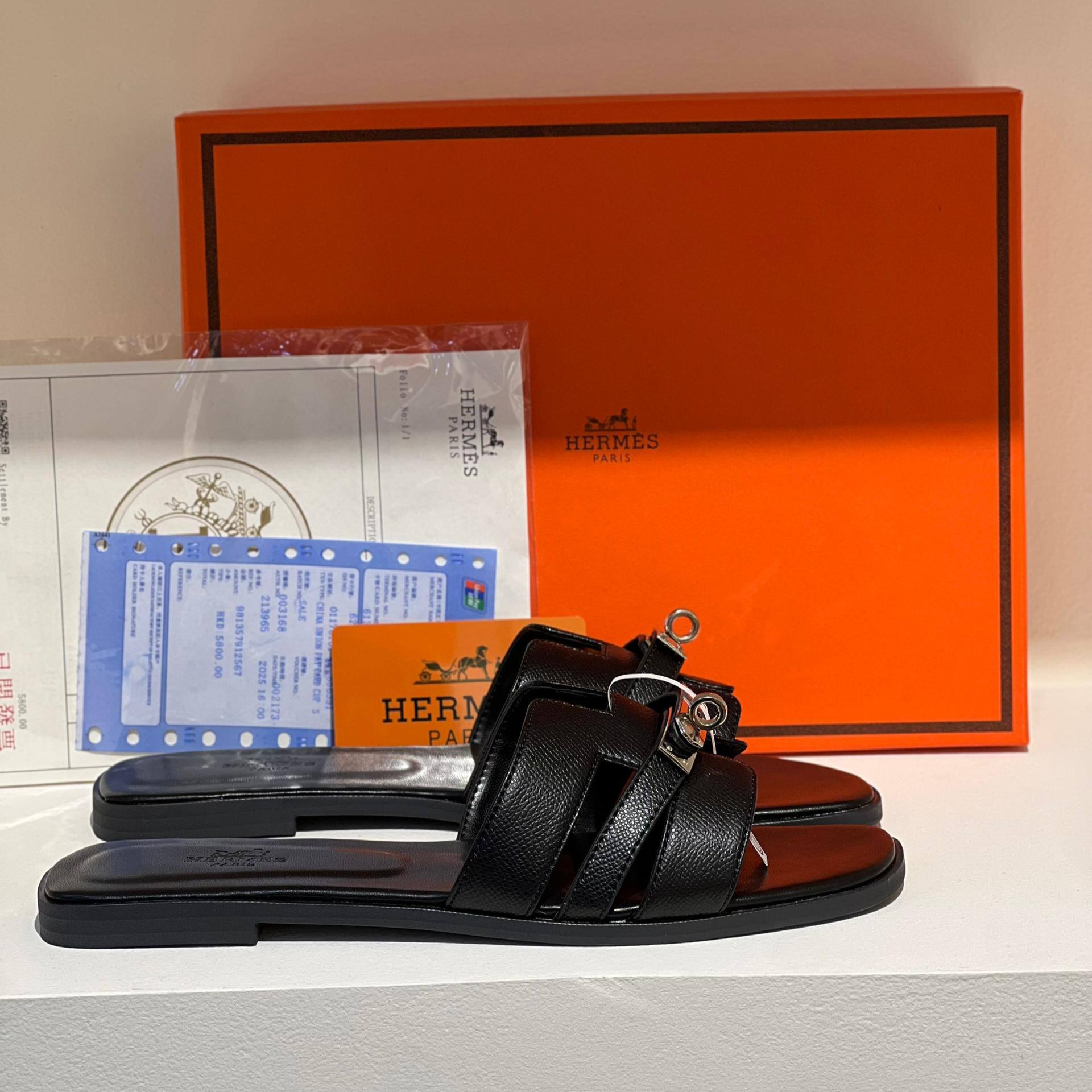 صندل زنانه هرمس کلی Hermès Kelly Sandals مشکی