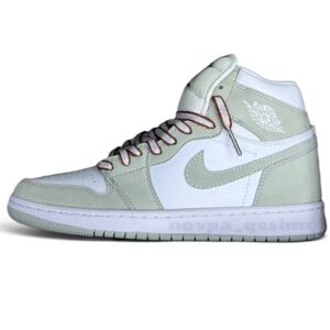کفش کتونی زنانه و مردانه نایک ایر جردن وان ساقدار سی فوم (سبز ماچا) Nike Air Jordan 1 Retro High Seafoam سفید سبز