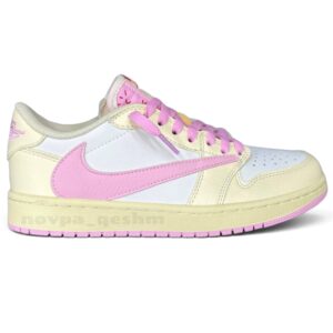 کفش کتونی نایک ایر جردن ۱ لو تراویس اسکات شای پینک Nike Air Jordan 1 Low Travis Scott Shy Pink صورتی