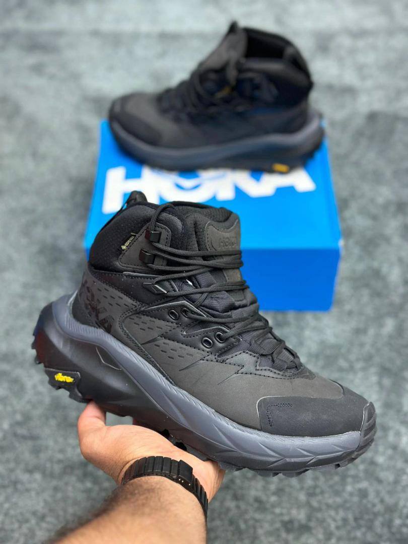 کفش کتونی ساقدار هوکا کاها 2 زیره ویبرام با رویه گورتکس ضدآب | HOKA Kaha 2 GTX GORE-TEX تمام مشکی