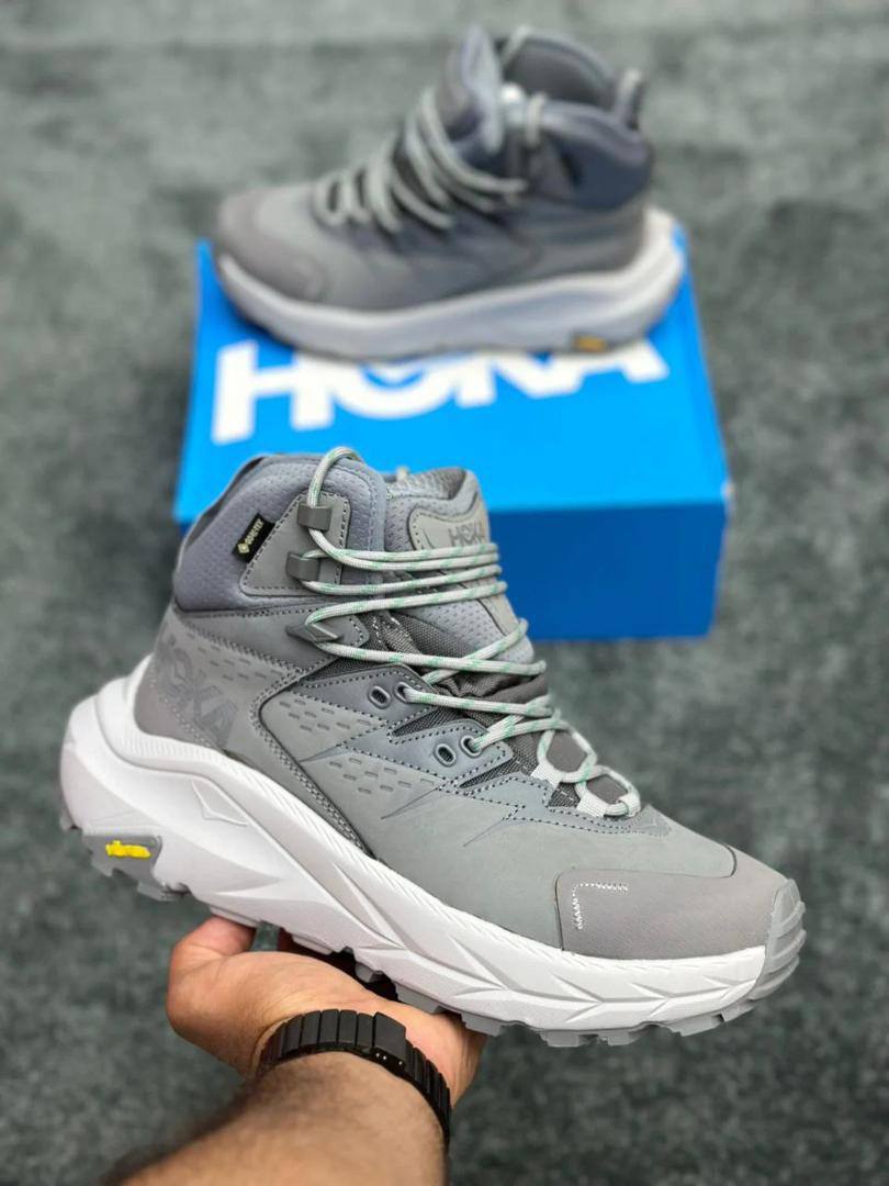 کفش کتونی ساقدار هوکا کاها 2 زیره ویبرام با رویه گورتکس ضدآب | HOKA Kaha 2 GTX GORE-TEX طوسی