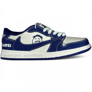 کفش کتونی مردانه نایک ایر جردن 1 تراویس اسکات گوچی NIKE AIR JORDAN 1 TRAVIS SCOTT X GUCCI سرمه ای