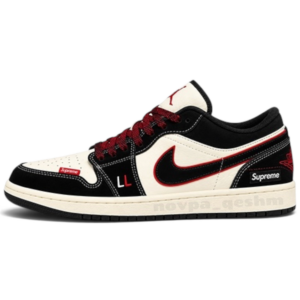 کفش کتونی نایک ایر جردن وان سوپریم کاستوم مشکی قرمز NIKE AIR JORDAN 1 Custom X SUPREME